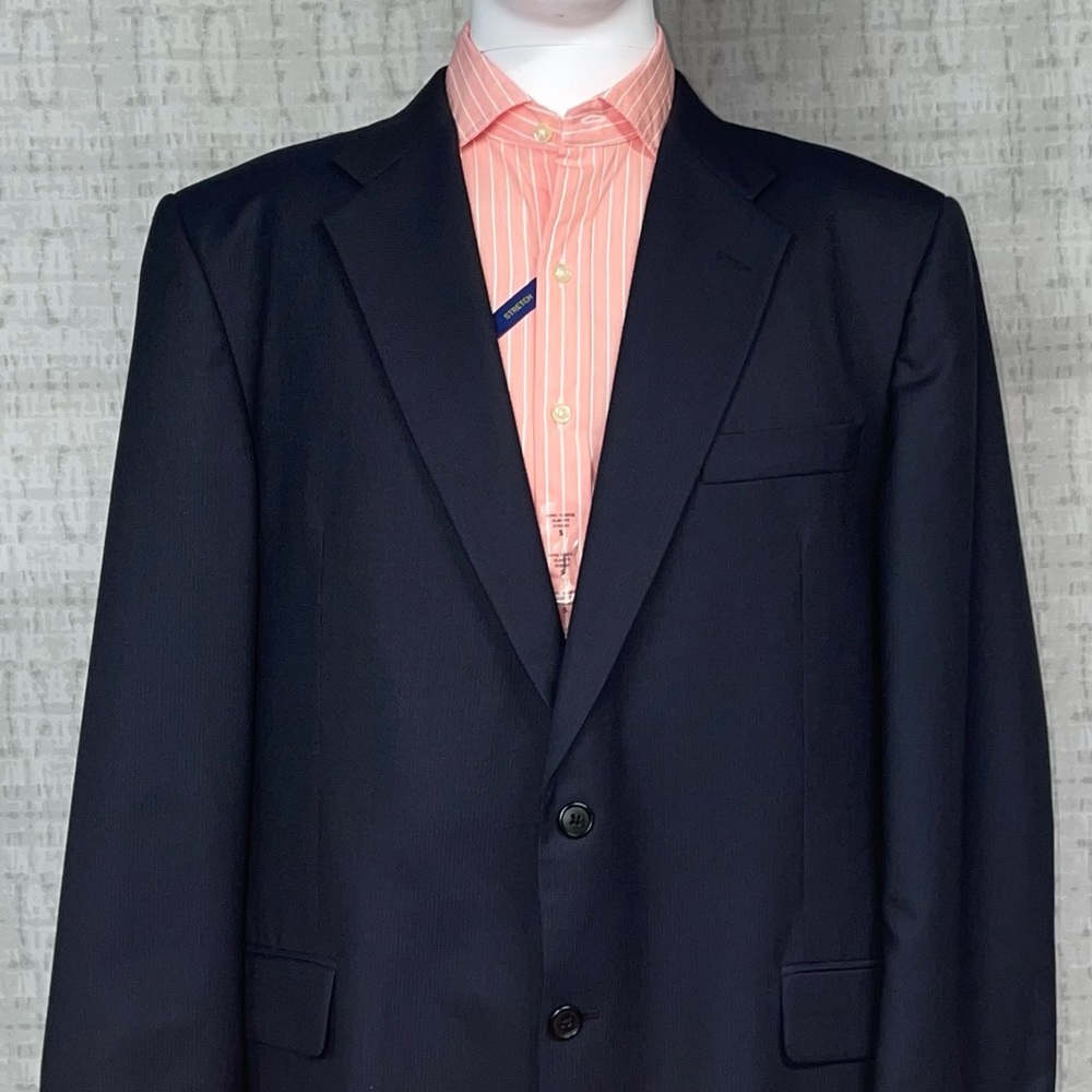 44R Hickey Freeman Dark Navy Blue Sports Coat Blazer